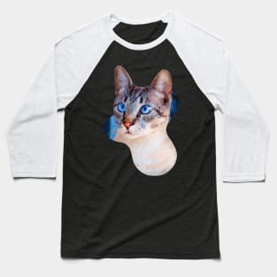 white domestic shorthair cat painting Baseball T-Shirt